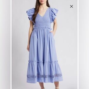 NWOT Cleobella Gladys Smocked Ankle Dress Periwinkle